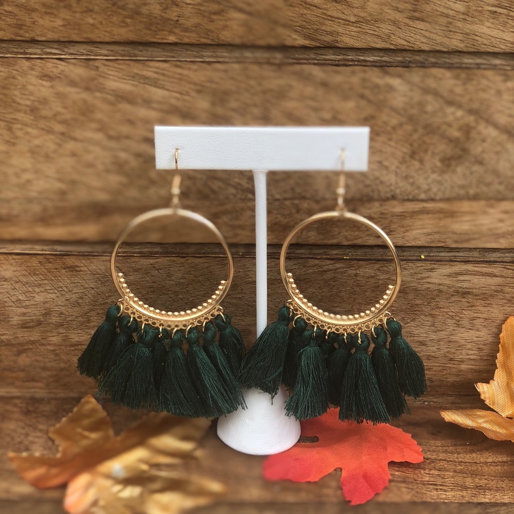 Forest Green tassle earrings !